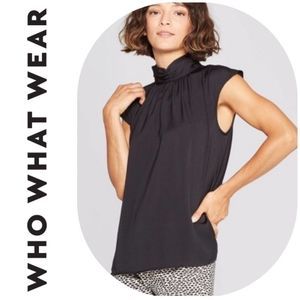 Who What Wear NWOT Black sleeveless Mock Shirt